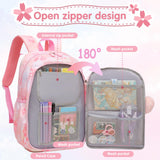 Lovely Girls Backpack School Bag for Students Kids Book Bag with Multiple Pockets Splash - proof Children's Backpack（17inch Pink）