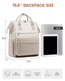 LOVEOVOOK 15.6 Inch Laptop Backpack for Women, Large Capacity Travel Backpack with USB Charging Port, Waterproof Work Backpack for Business, College, Nursing & Airline Travel,Nude White