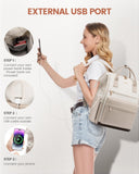 LOVEOVOOK 15.6 Inch Laptop Backpack for Women, Large Capacity Travel Backpack with USB Charging Port, Waterproof Work Backpack for Business, College, Nursing & Airline Travel,Nude White