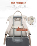 LOVEOVOOK 15.6 Inch Laptop Backpack for Women, Large Capacity Travel Backpack with USB Charging Port, Waterproof Work Backpack for Business, College, Nursing & Airline Travel,Nude White