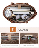 LOVEVOOK 15.6 Inch Laptop Bag for Women, Vintage Leather Work Tote Bags with Large Cup Holder, Teacher Nurse Medical Professional Computer Bag, Office Briefcase Handbag Gift