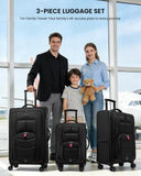 LOVEVOOK 3 - Piece Set(22/24/28) Softside Luggage Suitcase with 15.6 Inch Laptop Compartment, Suitcase with Spinner Wheels, Large Capacity Luggage with TSA Lock for Business &Family Trip Travel, Black