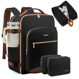 LOVEVOOK 40L Large Travel Backpack for Women Men, 17 Inch Carry on Backpack for Traveling on Airplane, Personal Item Bag Airline Approved, Business Causal Weekender Backpack, Black - Brown