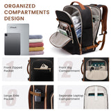 LOVEVOOK 40L Large Travel Backpack for Women Men, 17 Inch Carry on Backpack for Traveling on Airplane, Personal Item Bag Airline Approved, Business Causal Weekender Backpack, Black - Brown