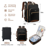 LOVEVOOK 40L Large Travel Backpack for Women Men, 17 Inch Carry on Backpack for Traveling on Airplane, Personal Item Bag Airline Approved, Business Causal Weekender Backpack, Black - Brown