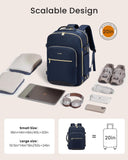 LOVEVOOK 40L Large Travel Backpack for Women Men, 17 Inch Carry on Backpack for Traveling on Airplane, Personal Item Travel Bag Airline Approved, Business Causal Weekender Backpack, Blue - Black