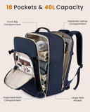 LOVEVOOK 40L Large Travel Backpack for Women Men, 17 Inch Carry on Backpack for Traveling on Airplane, Personal Item Travel Bag Airline Approved, Business Causal Weekender Backpack, Blue - Black