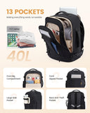 LOVEVOOK 40L Travel Backpack for Men Women, Waterproof Carry On Backpack for Work & Travel, Flight Approved Personal Item with 3 Packing Cubes, TSA Bag Fits 17.3" Laptop,Black