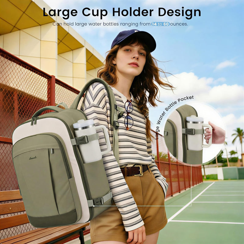 LOVEVOOK 40L Travel Backpack for Women & Men, Airline Approved Carry On Backpack, TSA Personal Item Bag fits 17.3 Inch Laptop, Waterproof Weekender Overnight Bags Suitcase for Work, Light Pink