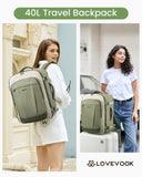 LOVEVOOK 40L Travel Backpack for Women & Men, Airline Approved Carry On Backpack, TSA Personal Item Bag fits 17.3 Inch Laptop, Waterproof Weekender Overnight Bags Suitcase for Work, Light Green