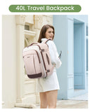LOVEVOOK 40L Travel Backpack for Women & Men, Airline Approved Carry On Backpack, TSA Personal Item Bag fits 17.3 Inch Laptop, Waterproof Weekender Overnight Bags Suitcase for Work, Light Pink