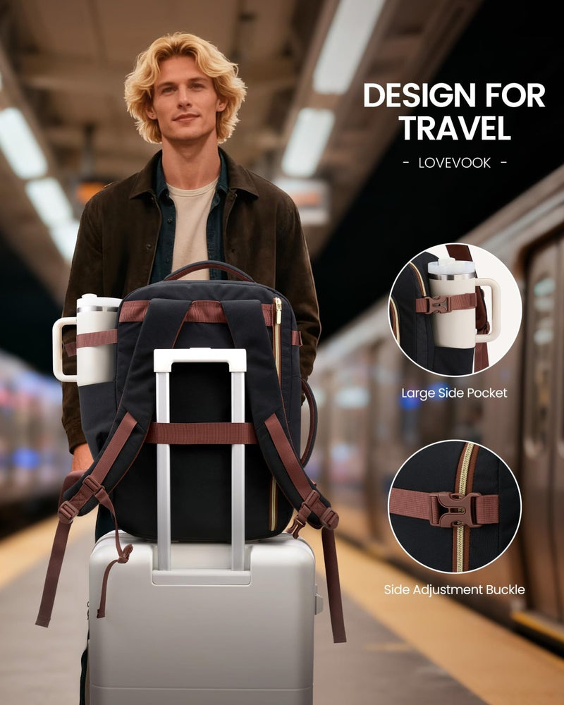 LOVEVOOK 40L Travel Backpack for Women Men with Garment Bag, Airline Approved Carry on Luggage Travel Essentials with 3 Packing Cubes, TSA Overnight Bags Weekender Essentials Backpacks fits 17" Laptop