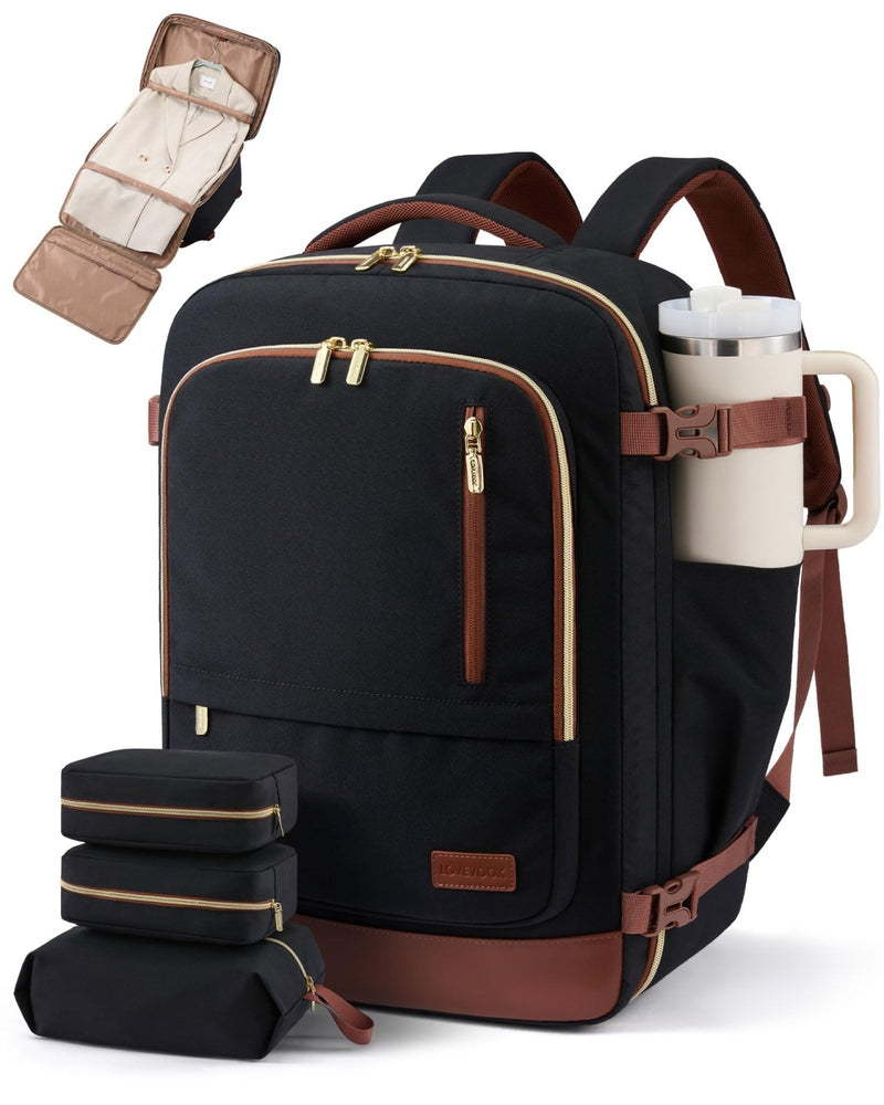 LOVEVOOK 40L Travel Backpack for Women Men with Garment Bag, Airline Approved Carry on Luggage Travel Essentials with 3 Packing Cubes, TSA Overnight Bags Weekender Essentials Backpacks fits 17" Laptop