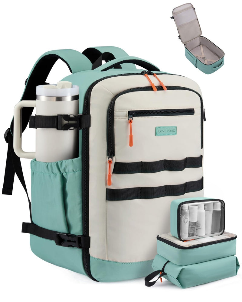 LOVEVOOK 50L Travel Backpack for Women & Men, TSA Approved Carry On Backpack with 3 Packing Cubes, Waterproof Personal Item Bag Fits 17" Laptop, Weekender Essentials Overnight Backpack for Trip