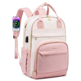 LOVEVOOK Backpack for Women,Laptop Backpack Women,Fits 15.6 Inch Laptop Bag,School Backpacks,Fashion Travel Work Anti - theft Bag,Waterproof Business Computer College Backpack Purse,Beige - Pink - Pink