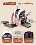 LOVEVOOK Backpack for Women,Laptop Backpack Women,Fits 15.6 Inch Laptop Bag,School Backpacks,Fashion Travel Work Anti - theft Bag,Waterproof Business Computer College Backpack Purse,Beige - Pink - Pink