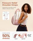 LOVEVOOK Backpack for Women,Laptop Backpack Women,Fits 15.6 Inch Laptop Bag,School Backpacks,Fashion Travel Work Anti - theft Bag,Waterproof Business Computer College Backpack Purse,Beige - Pink - Pink