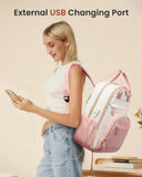 LOVEVOOK Backpack for Women,Laptop Backpack Women,Fits 15.6 Inch Laptop Bag,School Backpacks,Fashion Travel Work Anti - theft Bag,Waterproof Business Computer College Backpack Purse,Beige - Pink - Pink