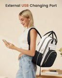 LOVEVOOK Backpack for Women,Laptop Backpack Women,Fits 17 Inch Laptop Bag,School Backpacks,Fashion Travel Work Anti - theft Bag,Waterproof Business Computer College Backpack Purse,Black - Off - white