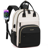 LOVEVOOK Backpack for Women,Laptop Backpack Women,Fits 17 Inch Laptop Bag,School Backpacks,Fashion Travel Work Anti-theft Bag,Waterproof Business Computer College Backpack Purse,Black-Off-white