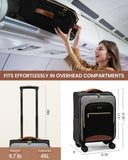 LOVEVOOK Carry On Luggage 22x14x9 Airline Approved, 20 Inch Softside Suitcases with Wheels, Lightweight Spinner Carry on Suitcase with TSA Lock, Water - Resistant Large Capacity Luggage for Travel