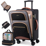 LOVEVOOK Carry on Luggage 22x14x9 Airline Approved, Waterproof Carry on Suitcase with 3 Pouches,Lightweight Softside Underseat Travel Luggage with 360° Spinner Wheels,TSA Lock for Travel Business