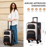 LOVEVOOK Carry on Luggage 22x14x9 Airline Approved, Waterproof Carry on Suitcase with 3 Pouches,Lightweight Softside Underseat Travel Luggage with 360° Spinner Wheels,TSA Lock for Travel Business