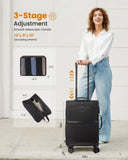 LOVEVOOK Carry On Luggage 22x14x9 Airline Approved,20 Inch Suitcases with Spinner Wheels,Softside Carry - on Suitcase with TSA Lock for Men Women Business Trip Weekender Travel,Black