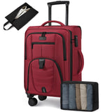 LOVEVOOK Carry On Luggage Airline Approved, Suitcases with Spinner Wheels, Softside Carry-on Luggage with TSA Lock for Women Business Trip, Lightweight Large Capacity Luggage for Travel, Burgundy Red