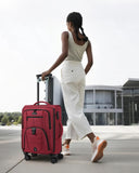 LOVEVOOK Carry On Luggage Airline Approved, Suitcases with Spinner Wheels, Softside Carry - on Luggage with TSA Lock for Women Business Trip, Lightweight Large Capacity Luggage for Travel, Burgundy Red