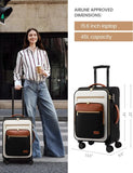 LOVEVOOK Carry on Suitcase 22x14x9 Airline Approved,20 inch Lightweight Waterproof Suitcases with 360° silent swivel wheels, TSA Lock and Compartment, Large Capacity travel Suitcase Black - White - brown