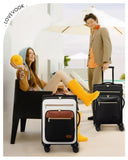 LOVEVOOK Carry on Suitcase 22x14x9 Airline Approved,20 inch Lightweight Waterproof Suitcases with 360° silent swivel wheels, TSA Lock and Compartment, Large Capacity travel Suitcase Black - White - brown
