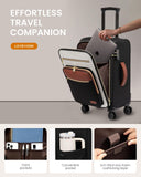 LOVEVOOK Carry on Suitcase 22x14x9 Airline Approved,20 inch Lightweight Waterproof Suitcases with 360° silent swivel wheels, TSA Lock and Compartment, Large Capacity travel Suitcase Black - White - brown