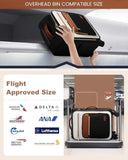 LOVEVOOK Carry on Suitcase 22x14x9 Airline Approved,20 inch Lightweight Waterproof Suitcases with 360° silent swivel wheels, TSA Lock and Compartment, Large Capacity travel Suitcase Black - White - brown
