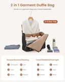 LOVEVOOK Convertible Garment Bag for Travel with Shoe Pouch, Carry On Garment Duffel Bag with Toiletry Bag, 2 in 1 Hanging Suitcase Suit Bag, Waterproof Weekender Bag for Women Travel, Wedding, Black
