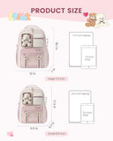 LOVEVOOK Cute School Backpack for Girls Ages 8-14, Bookbag with Plush Bear & Clear Display Pocket, Fits 15.6 Inch Laptop & 40oz Tumbler, Back to School Backpack for Elementary & Middle School