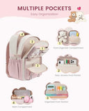 LOVEVOOK Cute School Backpack for Girls Ages 8-14, Bookbag with Plush Bear & Clear Display Pocket, Fits 15.6 Inch Laptop & 40oz Tumbler, Back to School Backpack for Elementary & Middle School