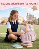 LOVEVOOK Cute School Backpack for Girls Ages 8-14, Bookbag with Plush Bear & Clear Display Pocket, Fits 15.6 Inch Laptop & 40oz Tumbler, Back to School Backpack for Elementary & Middle School