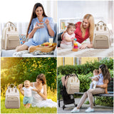 LOVEVOOK Diaper Bag Backpack, Baby Bag with Changing Pad, Large Diaper Backpack Boy Girl, Waterproof Baby Registry Bag for Mom Dad with Stroller Buckles, Beige - khaki