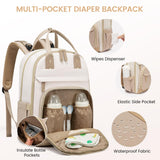 LOVEVOOK Diaper Bag Backpack, Baby Bag with Changing Pad, Large Diaper Backpack Boy Girl, Waterproof Baby Registry Bag for Mom Dad with Stroller Buckles, Beige - khaki