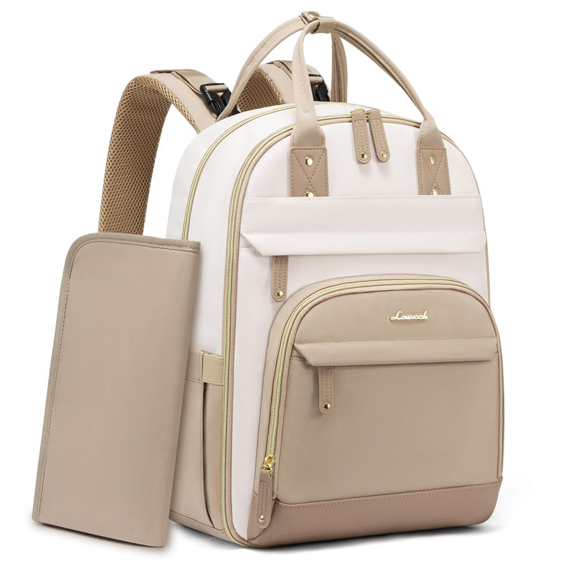 LOVEVOOK Diaper Bag Backpack, Baby Bag with Changing Pad, Large Diaper Backpack Boy Girl, Waterproof Baby Registry Bag for Mom Dad with Stroller Buckles, Beige - khaki