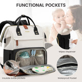 LOVEVOOK Diaper Bag Backpack, Baby Bag with Changing Station, Large Diaper Backpack for Mom Dads, Waterproof Mommy Bag for Boy and Girl, Travel Essential Baby Shower, Black - Beige