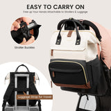 LOVEVOOK Diaper Bag Backpack, Baby Bag with Changing Station, Large Diaper Backpack for Mom Dads, Waterproof Mommy Bag for Boy and Girl, Travel Essential Baby Shower, Black - Beige