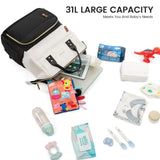 LOVEVOOK Diaper Bag Backpack, Baby Bag with Changing Station, Large Diaper Backpack for Mom Dads, Waterproof Mommy Bag for Boy and Girl, Travel Essential Baby Shower, Black - Beige