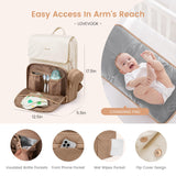LOVEVOOK Diaper Bag Backpack, Baby Travel Bags for Boys & Girl, Toddler Waterproof Diaper Bag w/Changing Pad (Beige khaki, 15.6'' - Small)