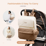 LOVEVOOK Diaper Bag Backpack, Baby Travel Bags for Boys & Girl, Toddler Waterproof Diaper Bag w/Changing Pad (Beige khaki, 15.6'' - Small)