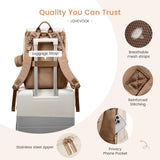 LOVEVOOK Diaper Bag Backpack, Baby Travel Bags for Boys & Girl, Toddler Waterproof Diaper Bag w/Changing Pad (Beige khaki, 15.6'' - Small)