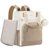 LOVEVOOK Diaper Bag Backpack, Large Capacity Portable Baby Bag with Foldable Diaper Changing Pad, Waterproof Baby Diaper Bags Gift for Mon Dad, Ivory Khaki
