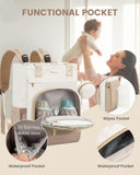 LOVEVOOK Diaper Bag Backpack, Large Capacity Portable Baby Bag with Foldable Diaper Changing Pad, Waterproof Baby Diaper Bags Gift for Mon Dad, Ivory Khaki