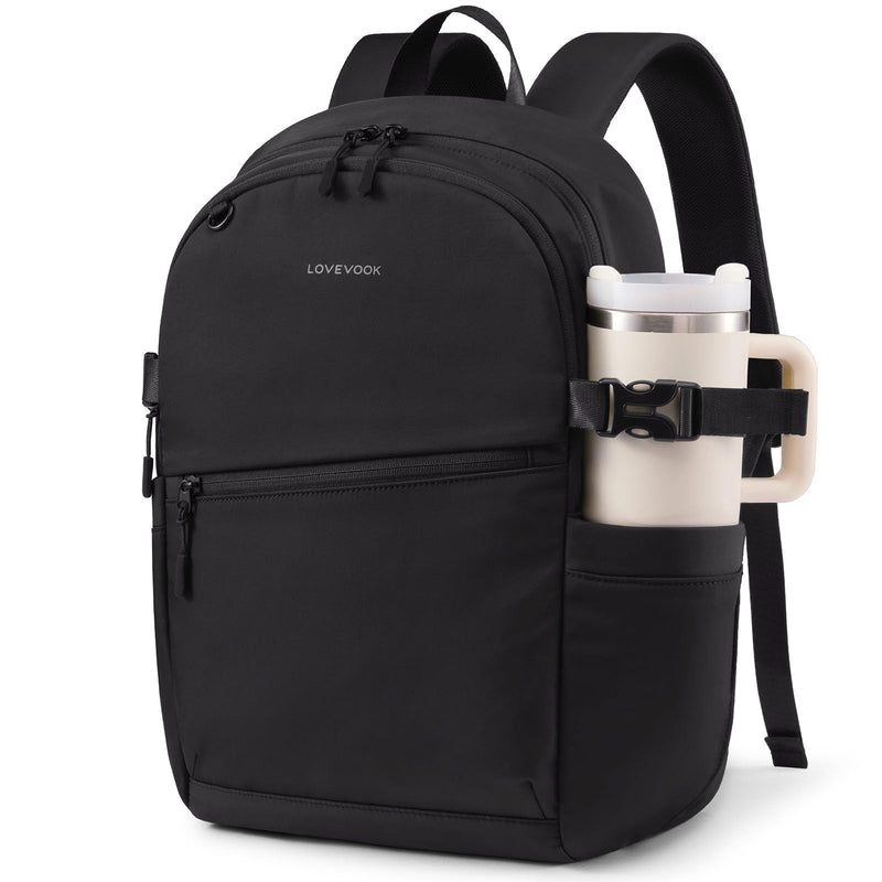 LOVEVOOK Everyday Backpack for Women, Chic Versatile Backpack with Water Bottle Pocket, Lightweight Waterproof Casual Daypack for City Work Commute, College, Travel & Gifts, Black